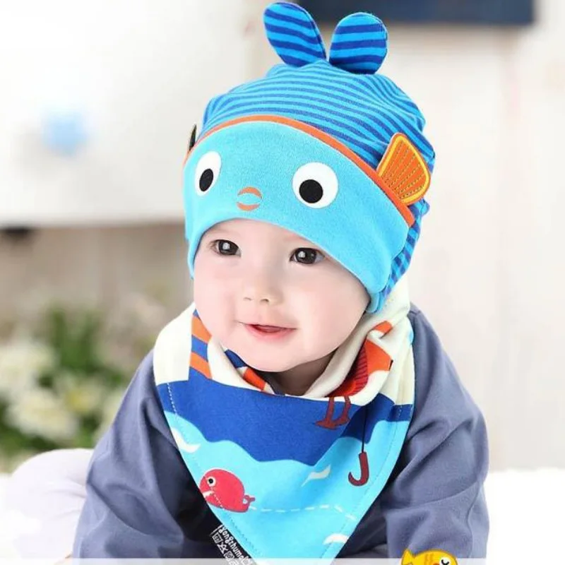 Newborn Baby Boys Girls Hats Set Four Seasons Universal Cute Fish Hats
