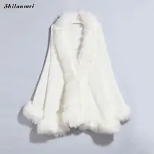 Зимняя теплая вязаная накидка из лисьего меха, шарф из искусственного меха, кашемировая шаль, пальто с капюшоном, меховая большая накидка, свободная, негабаритная, женская накидка пончо