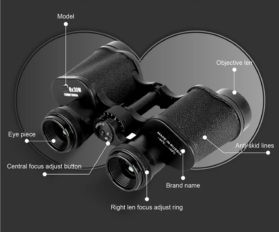 8x30 الروسية hd زاوية واسعة زووم الوسطى العسكرية المعادن عدسة عالية الوضوح مناظير التكبير تلسكوب المنشور للصيد