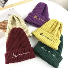 Хлопок геометрический вышивка утолщаются зимние трикотажные изделия Теплая Шапка Лыжная шапочка шапка для мужчин и женщин 36