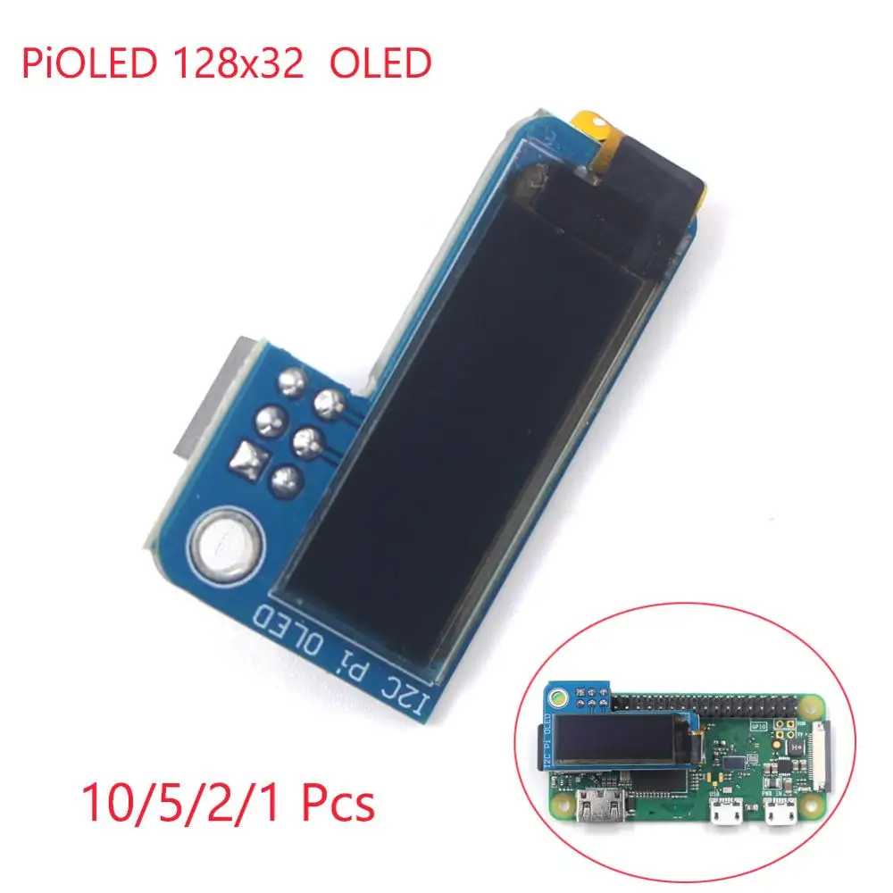 

PiOLED 0.91 inch IIC I2C 128x32 OLED Monochrome Screen Add-on for Raspberry Pi 3 Zero SSD1306 White DC 3.3V 1/2/5/10Pcs