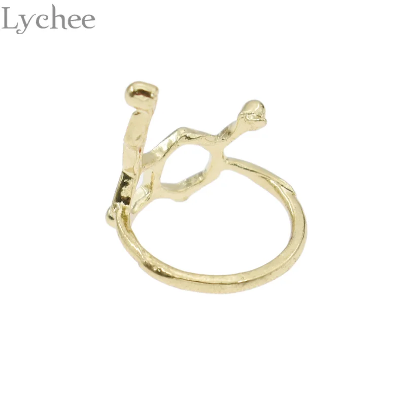 Lychee, Трендовое геометрическое кольцо из сплава, унисекс, химическая молекула, кольца в форме, модное женское и мужское кольцо, подарки, ювелирные аксессуары