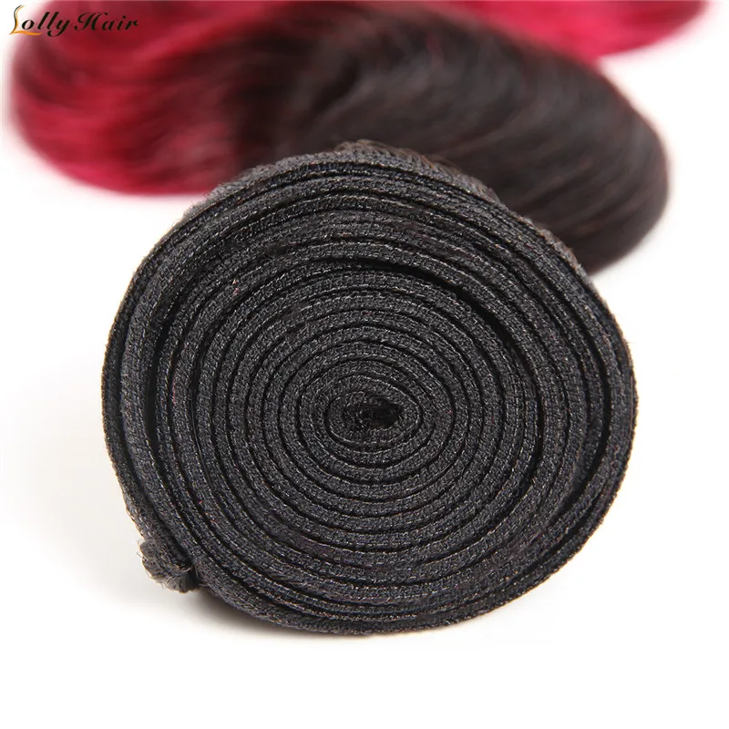 4PCS Lot Ombre Brazilian Hair Bundles Two Tone T1B/Burgundy Body Wave Hair Bundles 100% Human Hair Non Remy Lolly Hair Weave