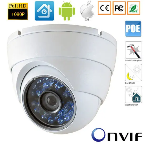 Cctv 2.0mp 1080p 24 шт. ИК-светодиодов Ircut открытый P2p Сетевая купольная Водонепроницаемый