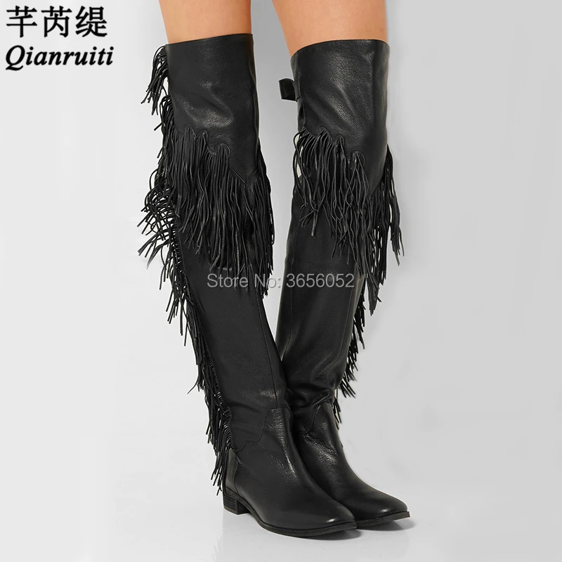tan flat over the knee boots