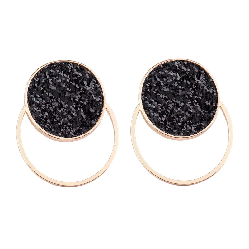 

ZWPON 2019 New Large Round Glitter Leather Copper Circle Earrings for Women Fashion Big Geometric Statement Earrings Wholesale