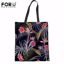 FORUDESIGNS/женские льняные сумки-тоут с тропическим лесом, экологичные сумки для покупок, женские повседневные школьные сумки для хранения