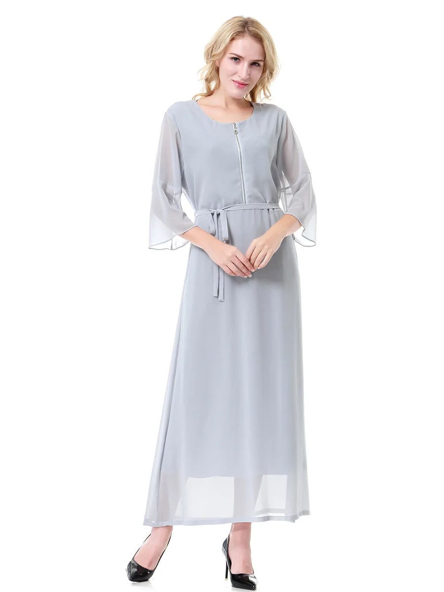 Мусульманская абайя платье исламский хиджаб длинное платье Дубай Кафтан халат абайя Турецкая одежда мусульманская абайя платья 70md791 - Цвет: 2