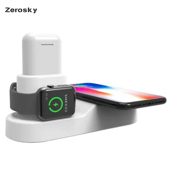 

Zerosky Wireless Charger For iPhone 8 X XS Max XR Fast Qi Wireless Charging Pad For Apple Watch 1 2 3 For Airpods USB Charger