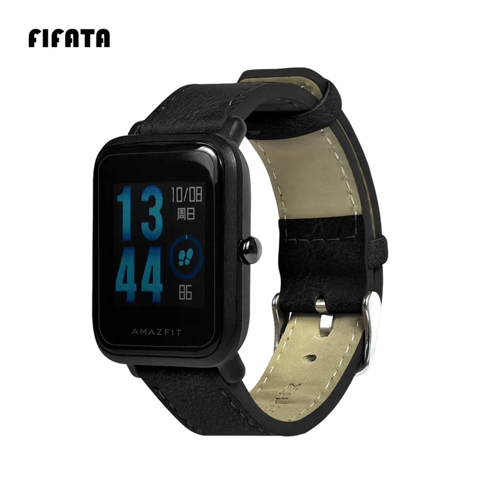 FIFATA Genuine Leather Strap for Xiaomi Huami Amazfit Bip