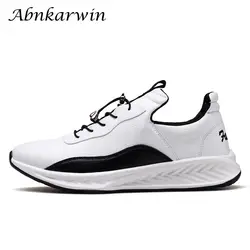 Новое поступление Ультра легкие кроссовки для мужчин черный, белый цвет кожа Прогулки Спортивная обувь Открытый Спортивная обувь для