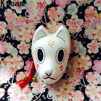 

2019 Handmade Full Face Hand-Painted Hotarubi no Mori e Cosplay Fox Masks Halloween Cartoon Girl Face Mask Character Costumes