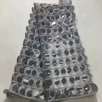 

Grey Fashion African Lace Fabric High Quality African 3D Lace Fabric With Sequins For Nigerian Wedding Dress French Lace Fabric