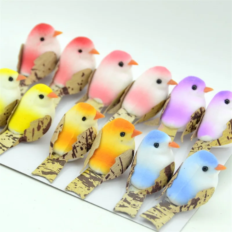 12PCS/lot Fake Cheap Mini Artificial Foam Birds Home Wedding Party Decorative 