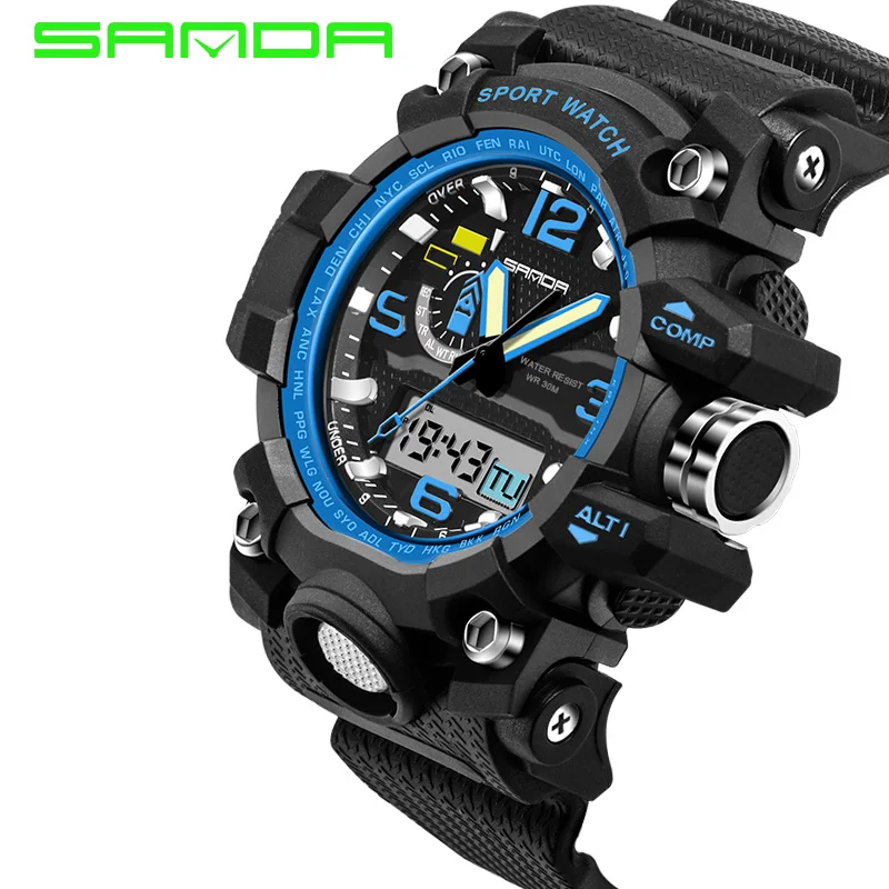 

SANDA Men's Chronograph Analog Quartz Watch with Date, Waterproof Silicone Rubber Strap Wristswatch for men women watch