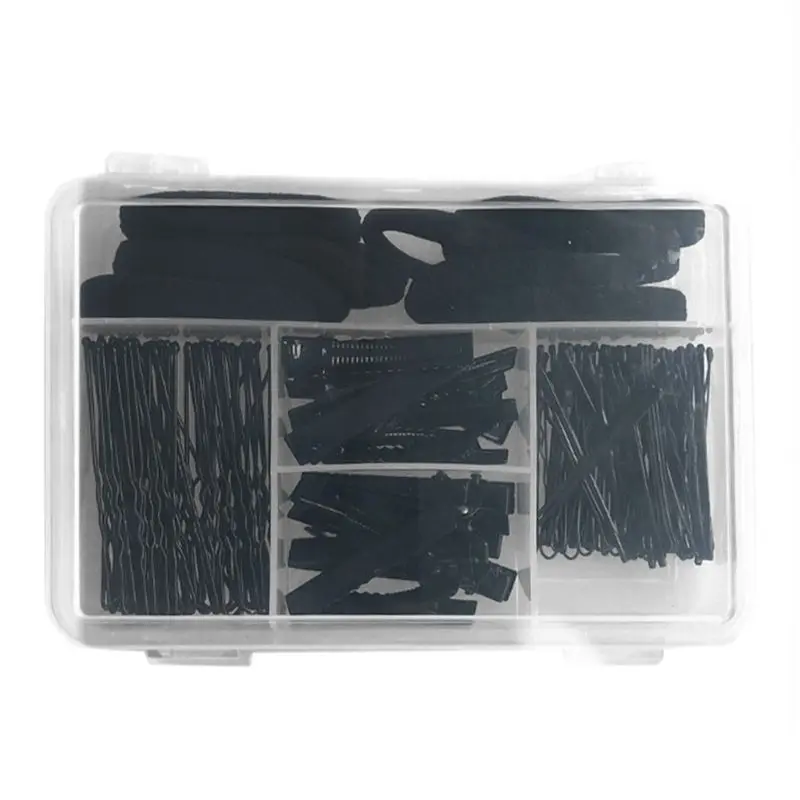 

40Pcs U Shape Barrette 40Pcs Pins 20Pcs Duckbill Clips 10Pcs Elastic Band Makeup Black Invisible Hair Styling Accessory