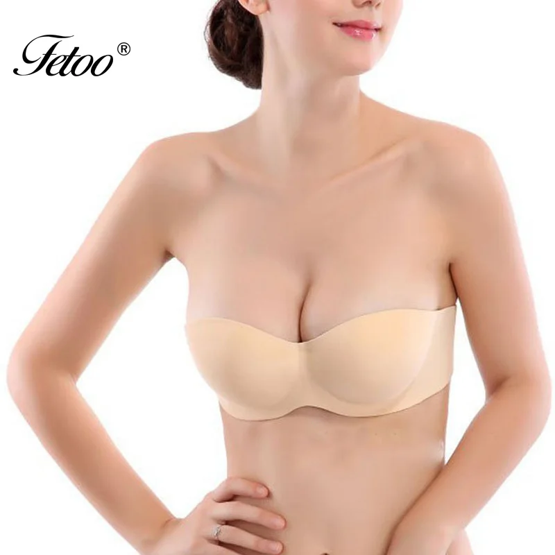 

Fetoo Seamless Silicon Bra Push Up Invisible Bras Backless Sticky Bra Cups Bralette Strapless Bra for Party Wedding Dress P30