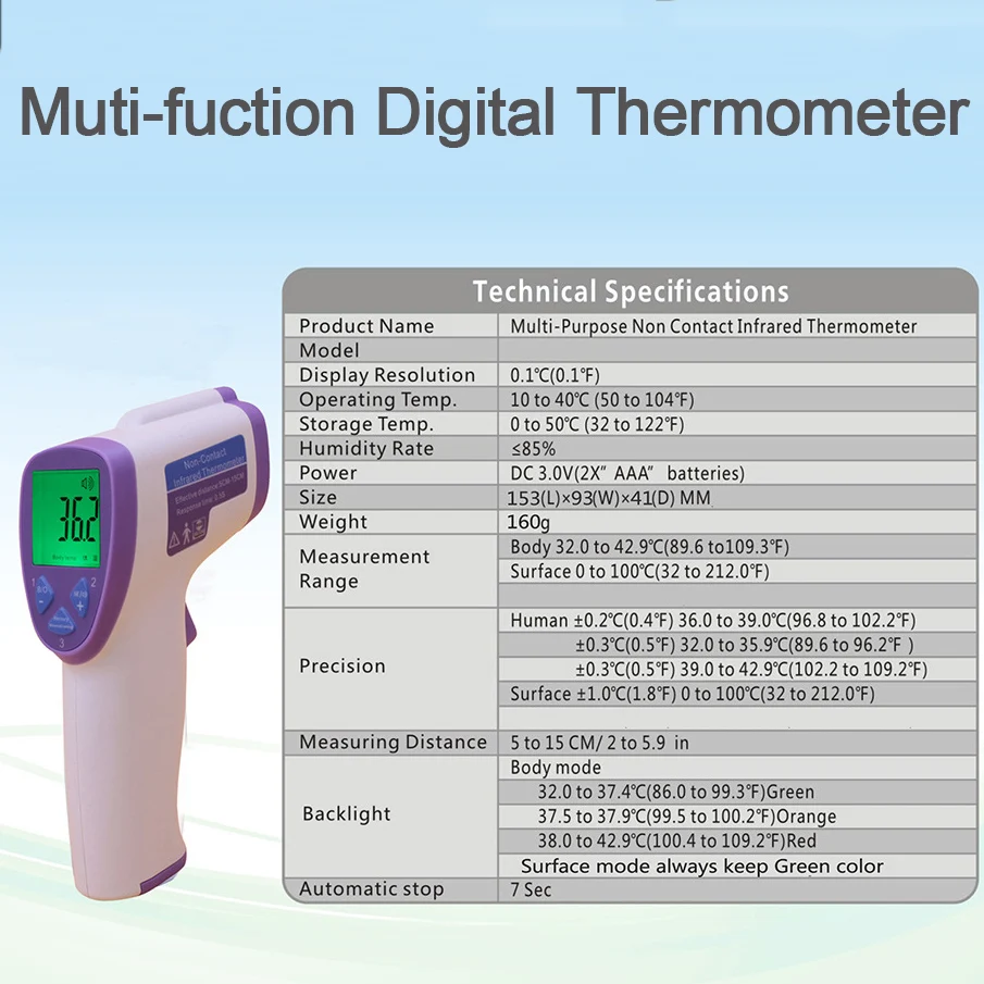 Muti-fuction Baby Thermometers Infrared Non-contact Adult Forehead Digital Thermometers Infant Temperature Measurement Device