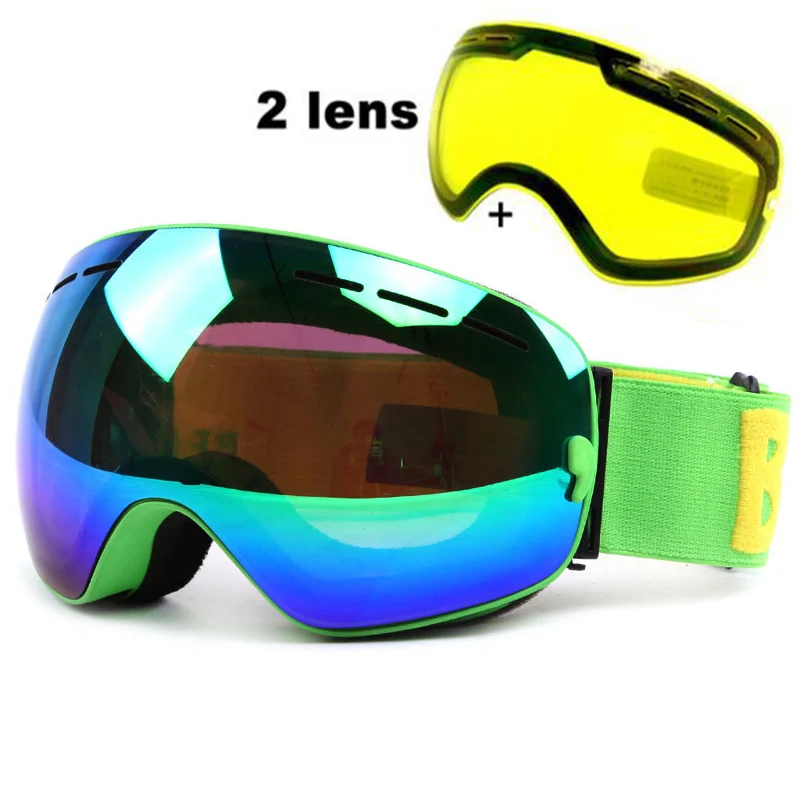 Anti-fog Ski Goggles UV400 Ski Glasses Double Lens Skiing Snowboard Snow Goggles Ski Eyewear With One Brightening Lens for Men Anti-fog Ski Goggles UV400 Ski Glasses Double Lens Skiing Snowboard Snow Goggles Ski Eyewear With One Brightening Lens for Men