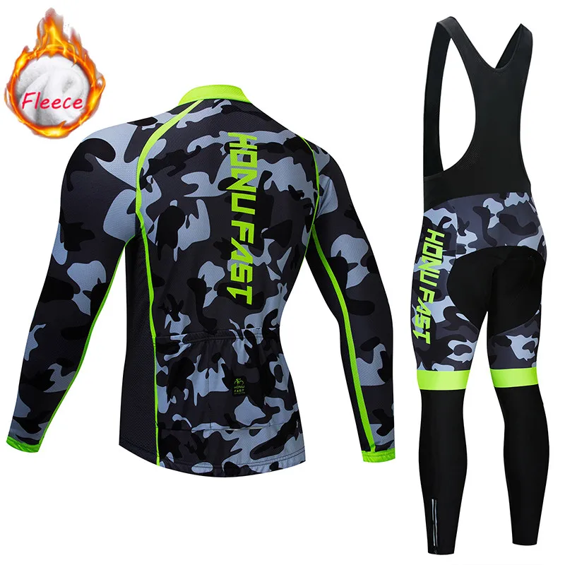 Зимний флисовый комплект для велоспорта с длинным рукавом Одежда для горного велосипеда одежда Maillot Ropa Ciclismo быстросохнущая гоночная велосипедная одежда