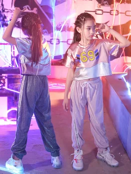 

Songyuexia Children's jazz dance costumes girls hip-hop set children cheerleading costume aerobics performance clothing