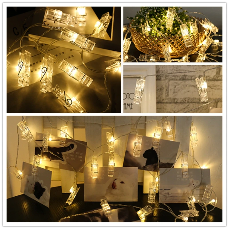 

2019/1.5M 2M 3M Photo Clip Holder LED String lights For Christmas New Year Party Wedding Home Decoration Fairy lights Battery