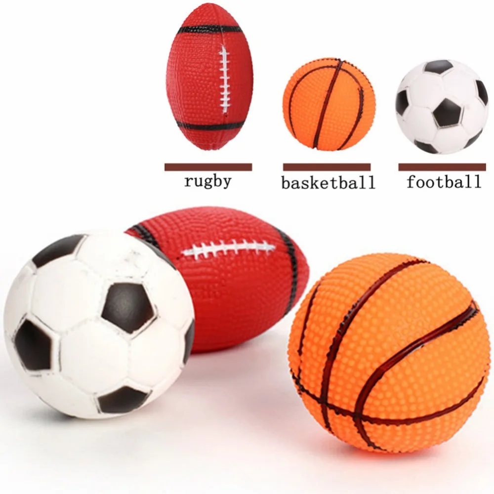 

Dog Toys Squeak Sound Dog Ball Rubber Rubgby Football Basketball Interactive Toys For Dogs Small Medium Large Pets Toy Supplies