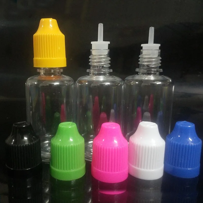 100pcs 30ML PET E Liquid Bottle Plastic Clear Dropper Bottles With ChildProof Cap and long thin tips for eye vape Nail Gel