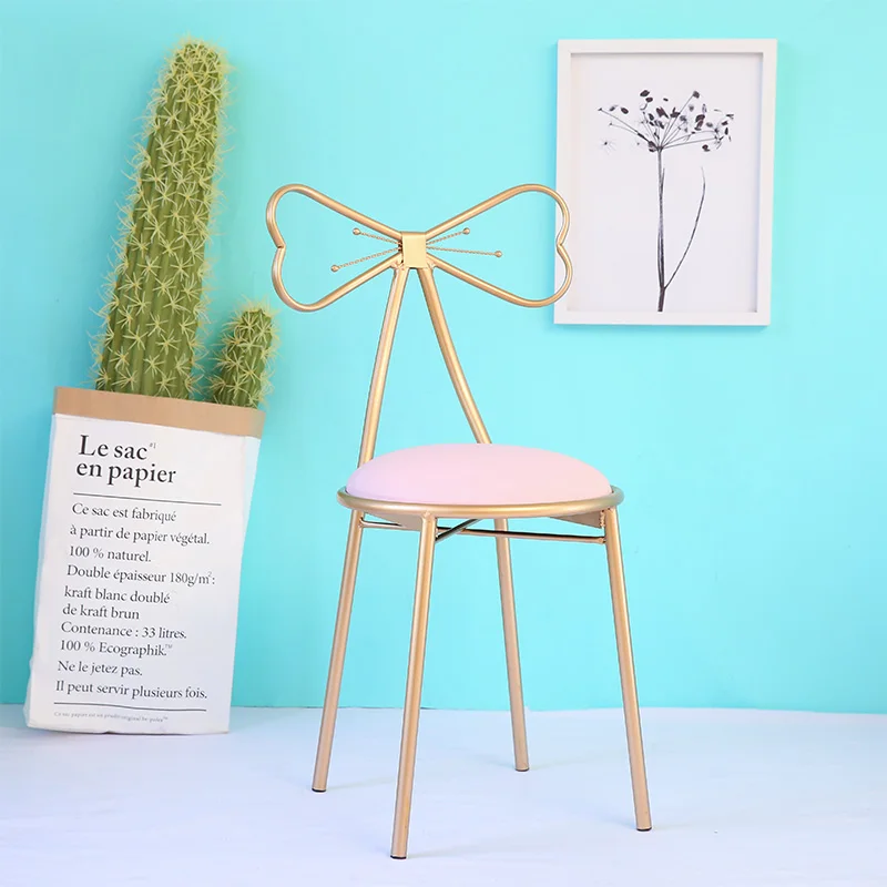 15%Modern minimalist dining room chair princess girl heart dressing table chair Nordic back net red makeup chair European chair