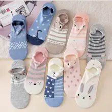 10 пар милых животных Женские хлопковые носки Kawaii кошка с собакой летние короткие носки тапочки женские повседневные Мягкие забавная лодка носки
