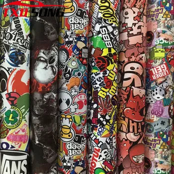 

10/20/30/40/50/60X152CM/LOT CARTOON GRAFFITI CAR STICKER BOMB WRAP SHEET DECAL VINYL DIY CAR BOMB VINYL FILM BY FREE SHIPPING