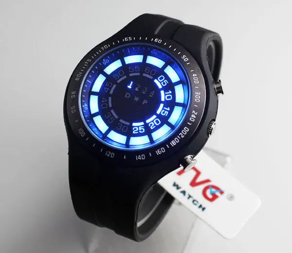 

TVG Rubber Blue Binary LED Watch Mens Diving Sport Clock 30M Waterproof Watch