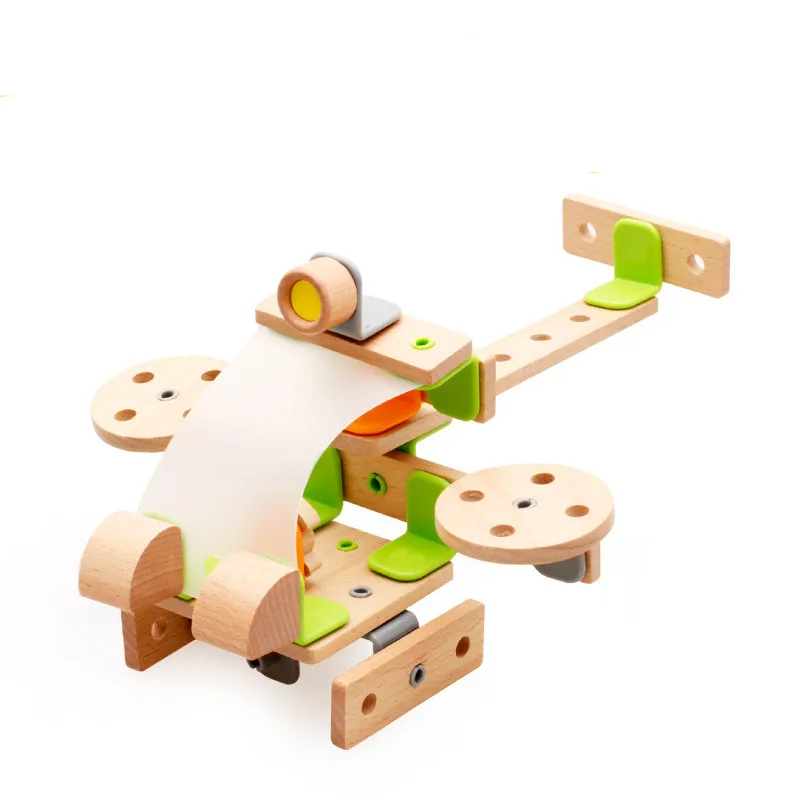Деревянные сборные строительные блоки DIY вертолет винт гайка разборка комбинированные игрушки Детские ealy Развивающие игрушки для детей