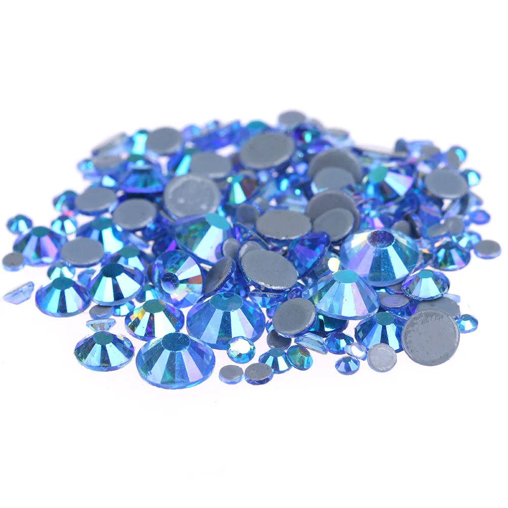 1440pcs Light Sapphire AB Crystals Glass Hot Fix Rhinestones For