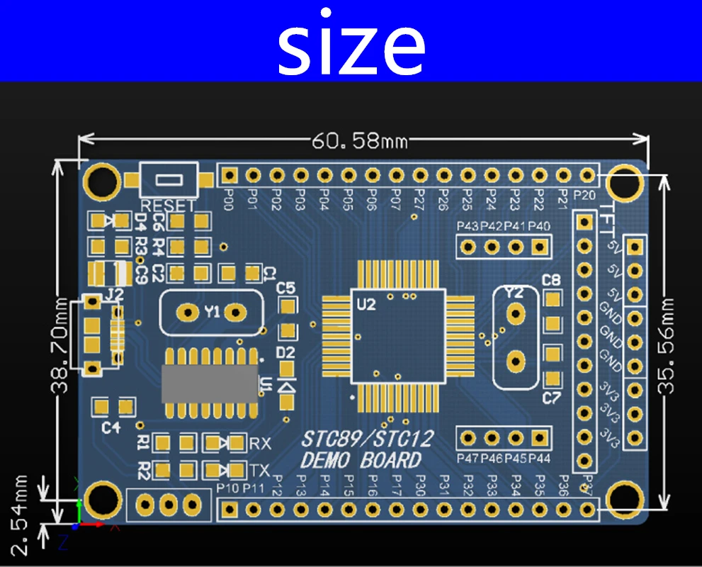 100% Новый 51 однокристальный минимальная системная плата STC89C52 STC51 STC89C52RC core