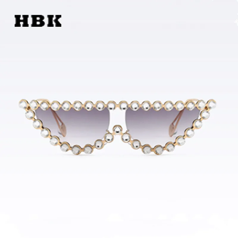 

HBK Crystal Small Vintage Women Brand Designer Luxury 2018 New Fashion Eyewear Gradient Lens UV400 Sexy Retro Sun Glasses