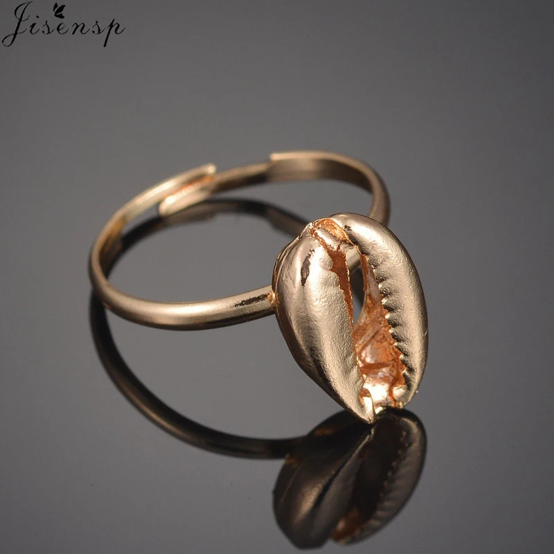 

Jisensp Vintage Shell Rings for Women Girls Fashion Gold Charm Finger Ring Statement Female Handmade Jewelry Ring Holiday Gift