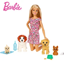 Оригинальные куклы Барби Doggy Daycare и игрушка для домашних питомцев сцены детей обувь для девочек развивающие игрушки на день рождения Рождественский подарок FXH08