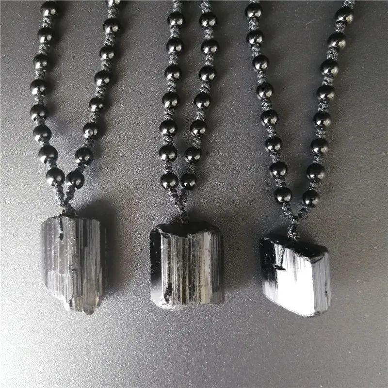 

2pcs Natural Black Tourmaline Ore Gem Stone Healing Reiki Bead Pendant Nunatak Raw Energy Chakra Natural Stone Black tourmaline