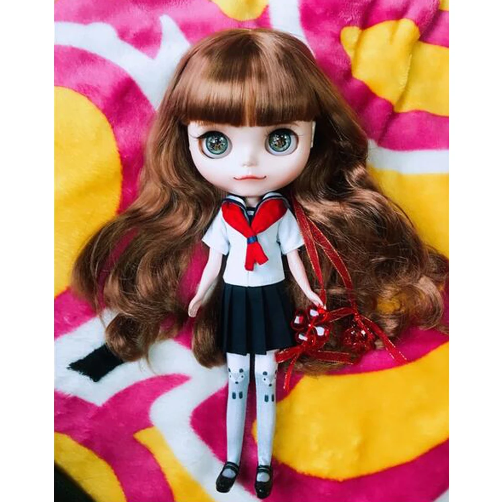 Cute Shirt & Mini Skirt School Uniform Clothes Outfit for 12'' Blythe Doll