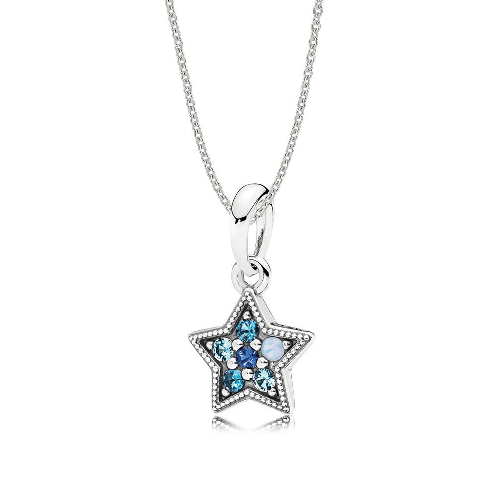 

NEW Book Di 100% 925 Sterling Silver Bright Star Necklace Gift Set fit charm original Women jewelry A Set