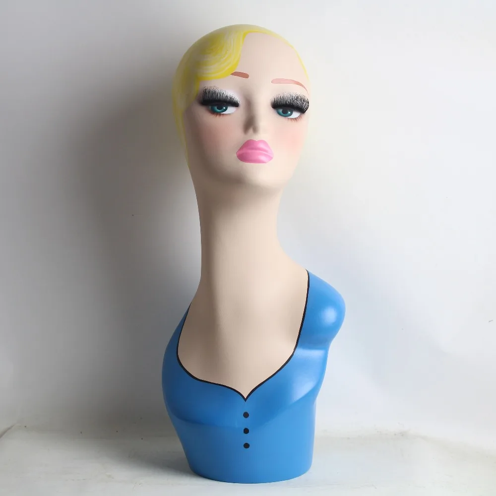 Fiberglass Vintage Female Handpainted Mannequin Head Mannequins