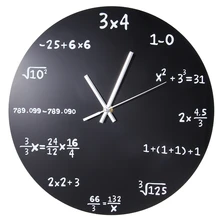 Große Wanduhr Mathematik Tafel Pop Quiz Küche Uhr Schwarz Pulver Beschichtet Metall Quartz Rund Arithmetik Wand Uhr