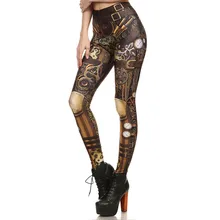 Женские леггинсы в стиле стимпанк, леггинсы в стиле ретро, комикс, косплей, принт, готический стиль, обтягивающие штаны, леггинсы, спортивные штаны, брюки, одежда