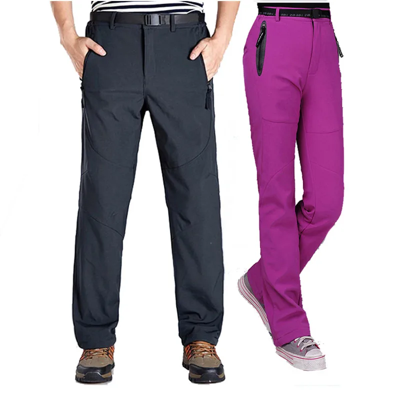 Al aire libre de invierno de los hombres pantalones de senderismo impermeable Pantalones mujer Softshell pantalones de Trekking Camping esquí escalada deporte de lana caliente Al aire libre de invierno de los hombres pantalones de senderismo impermeable Pantalones mujer Softshell pantalones de Trekking Camping esquí escalada deporte de lana caliente