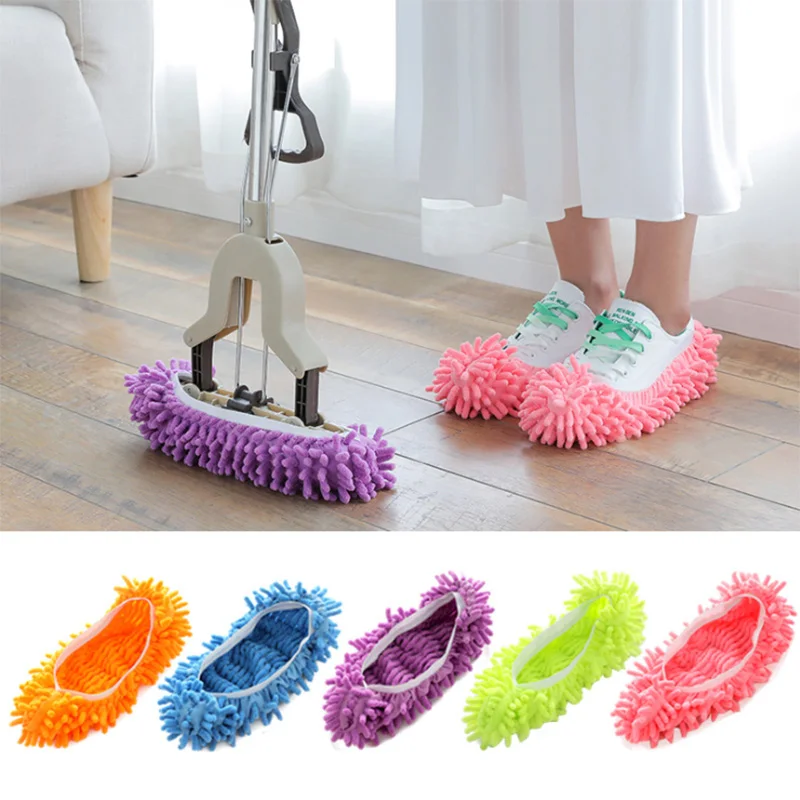 1Pcs Shoes Covers Mop Slipper Lazy House Floor Polishing Cleaning Easy Foot Sock Shoe Cover Mopping Lazy Shoe Cover Blue Purple (7)