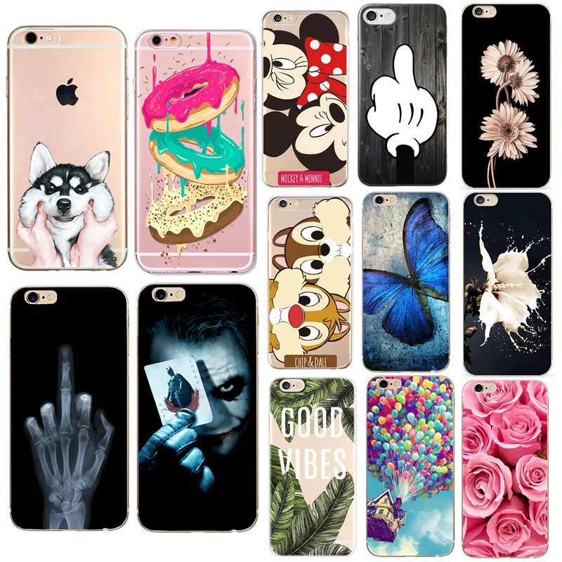 

Phone Case For Capa iPhone 6 6s 7 8 Plus X 10 XS Cute Cartoon Flower Love Heart Stitch Soft TPU For iPhone 6 5 5S SE Cover Coque