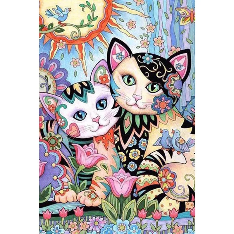Алмазная картина коты сделай сам вышивка с мультяшными кошками dimaond полная