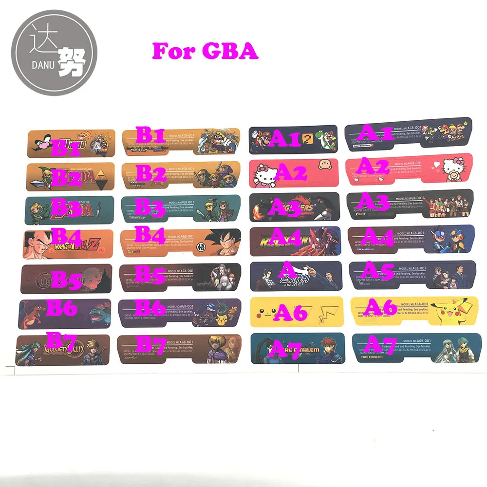 

2PCS=1SET Customer Design for Nintendo Gameboy Advance Label Sticker For GBA Console Back Tag