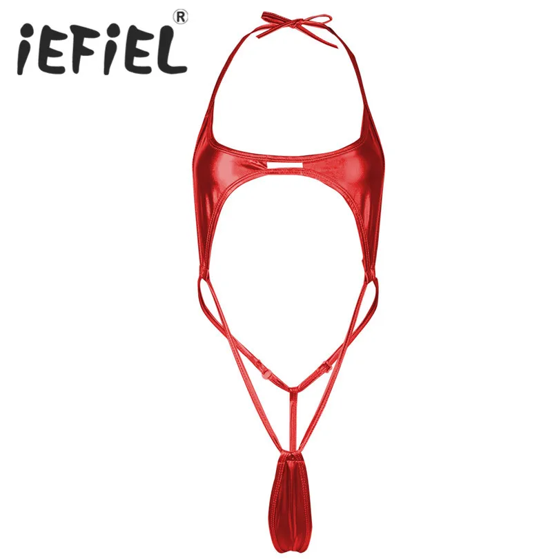 IEFiEL женское сексуальное нижнее белье эротические Тедди боди из лакированной
